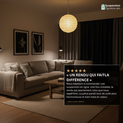 Suspension japonaise Noguchi en papier blanc globe de style moderne