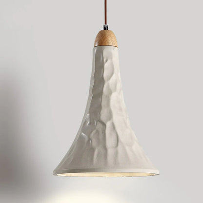 Suspension cloche allongée rainurée terre cuite scandinave