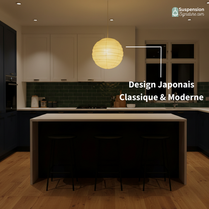 Suspension japonaise Noguchi en papier blanc globe de style moderne