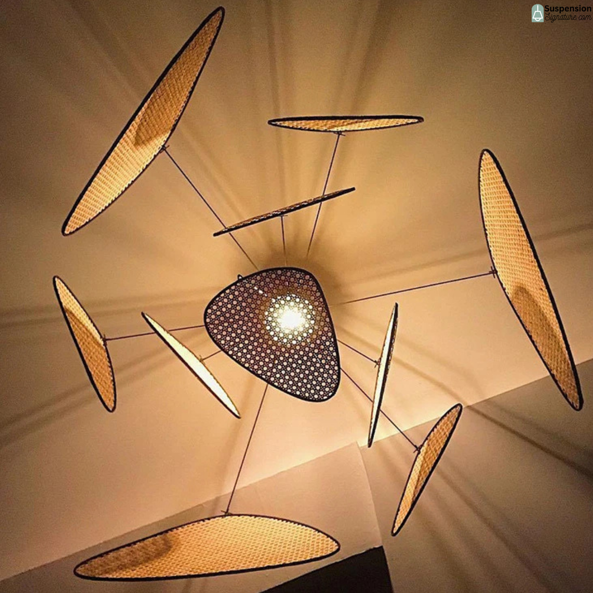 Suspension rotin cannage aérienne screen vintage