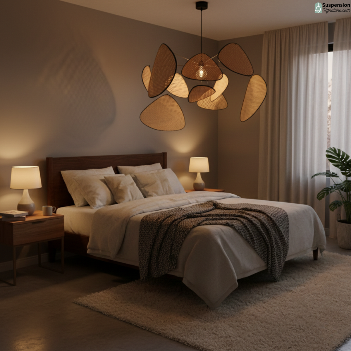 Suspension rotin cannage aérienne screen vintage