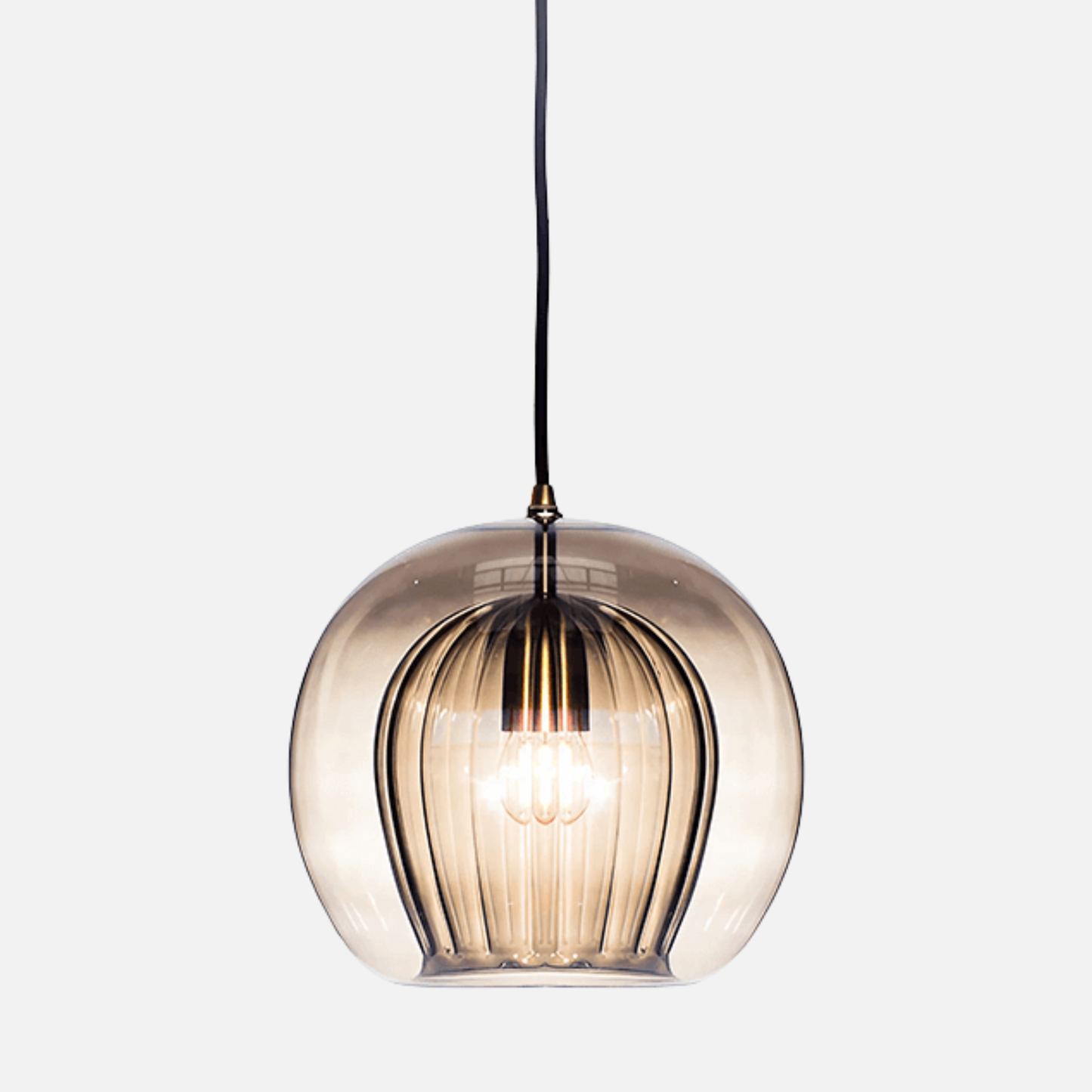 Suspension vintage double cloche en verre