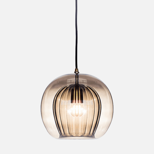 Suspension vintage double cloche en verre