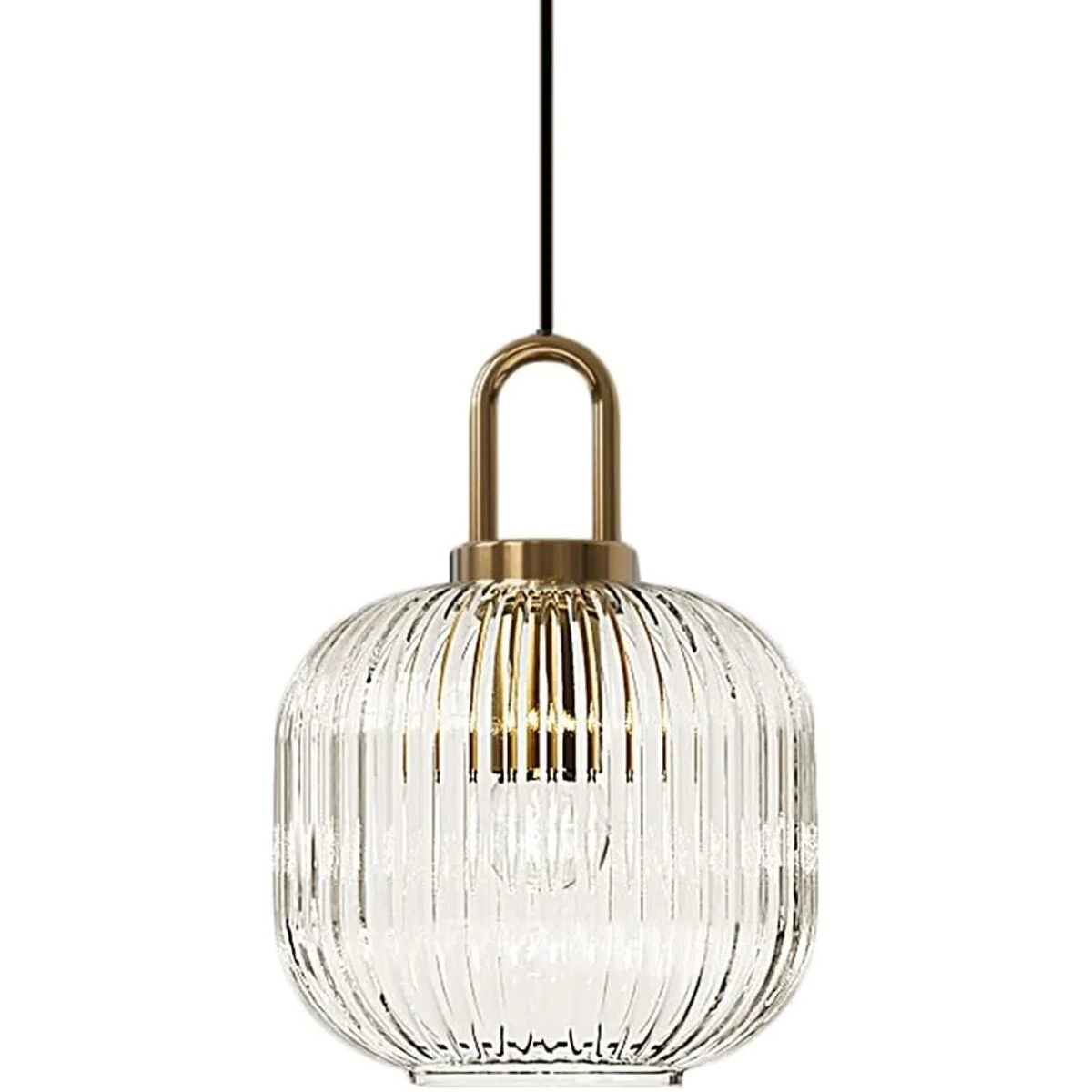 Suspension art déco globe en verre cannelé