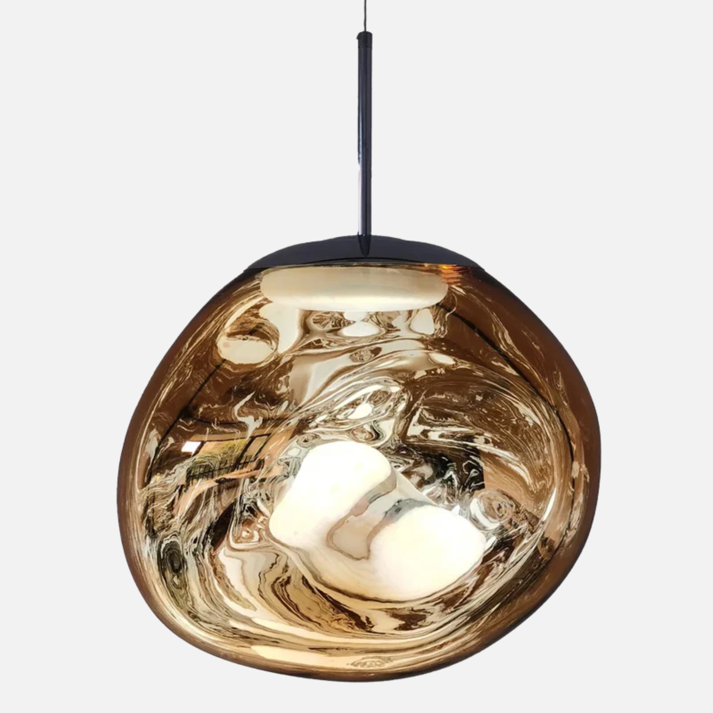 Suspension verre globe asymétrique nacré design