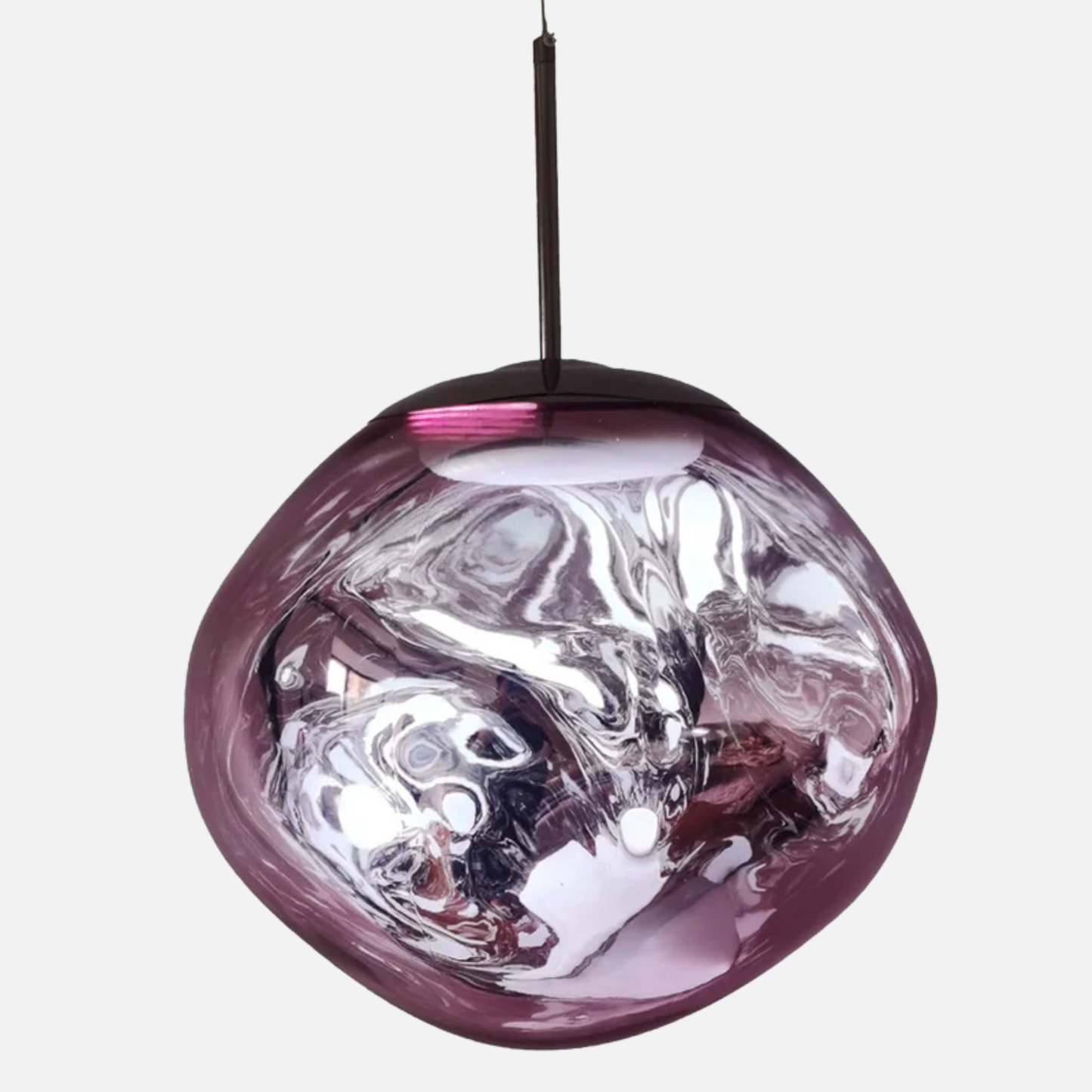 Suspension verre globe asymétrique nacré design