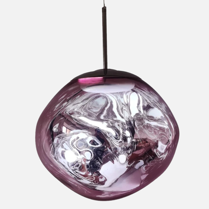 Suspension verre globe asymétrique nacré design