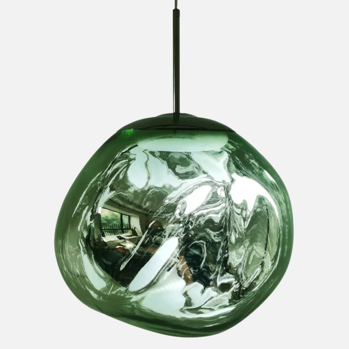 Suspension verre globe asymétrique nacré design