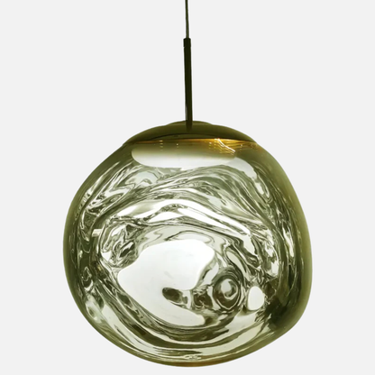 Suspension verre globe asymétrique nacré design