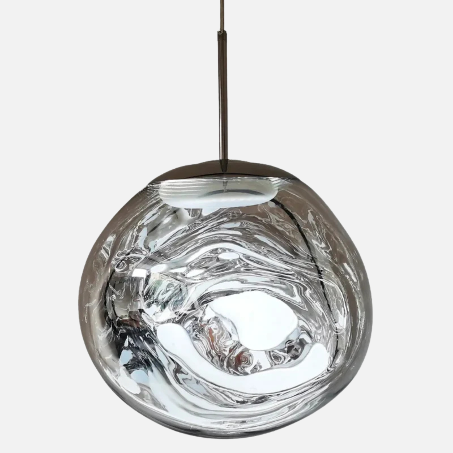 Suspension verre globe asymétrique nacré design