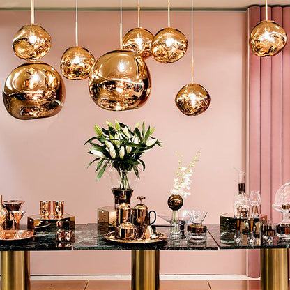 Suspension verre globe asymétrique nacré design