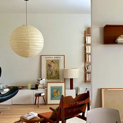 Suspension japonaise Noguchi en papier blanc globe de style moderne