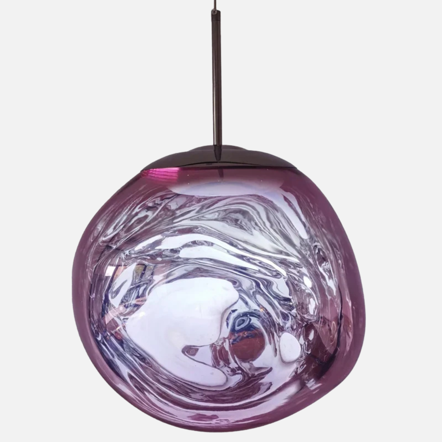 Suspension verre globe asymétrique nacré design
