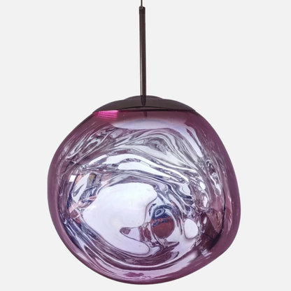 Suspension verre globe asymétrique nacré design
