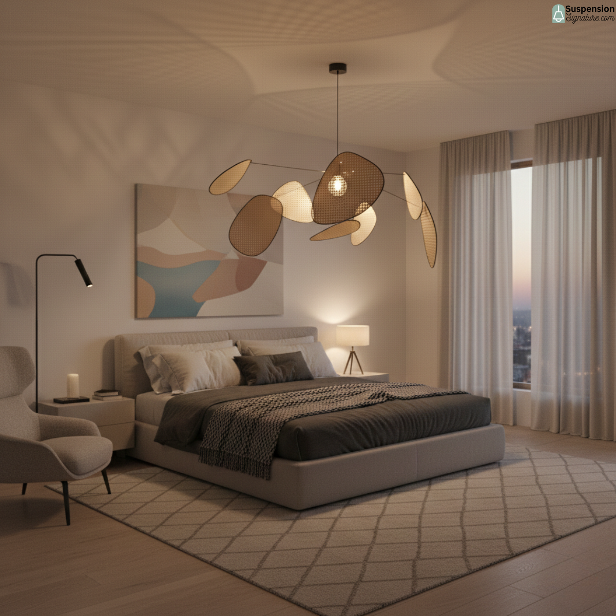 Suspension rotin cannage aérienne screen vintage