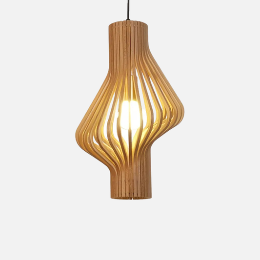 Suspension bois cylindre déstructuré design moderne