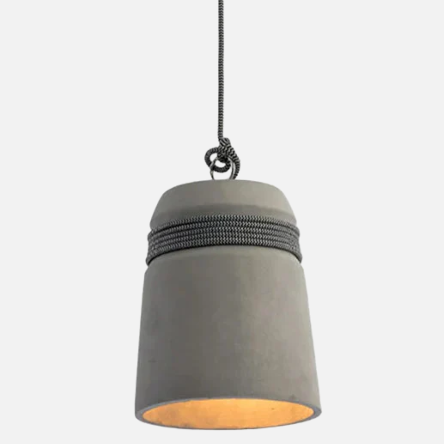 Suspension cloche ciment et corde design scandinave