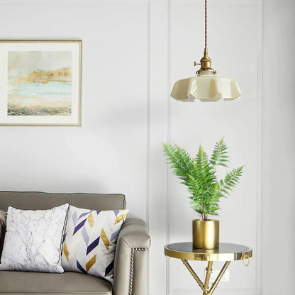 Suspension en verre et cuivre voile design vintage