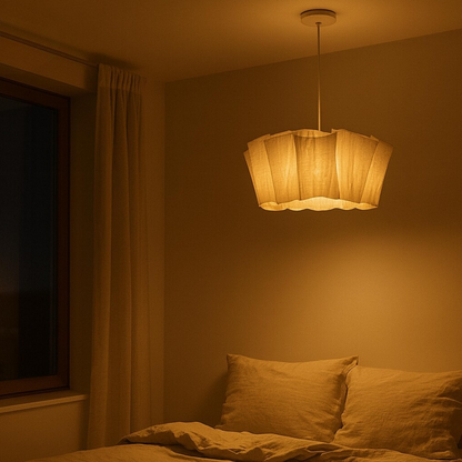 Suspension pliage tissu lin design bohème