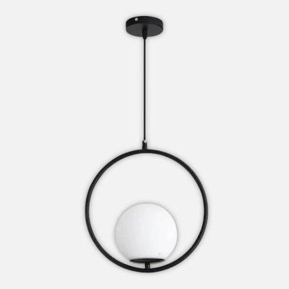Suspension moderne boule lumineuse anneau en laiton