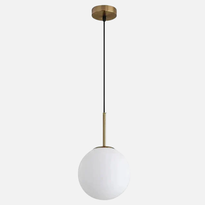 Suspension moderne boule lumineuse tige en laiton