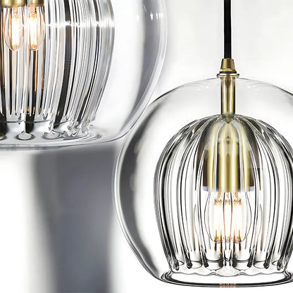 Suspension vintage double cloche en verre