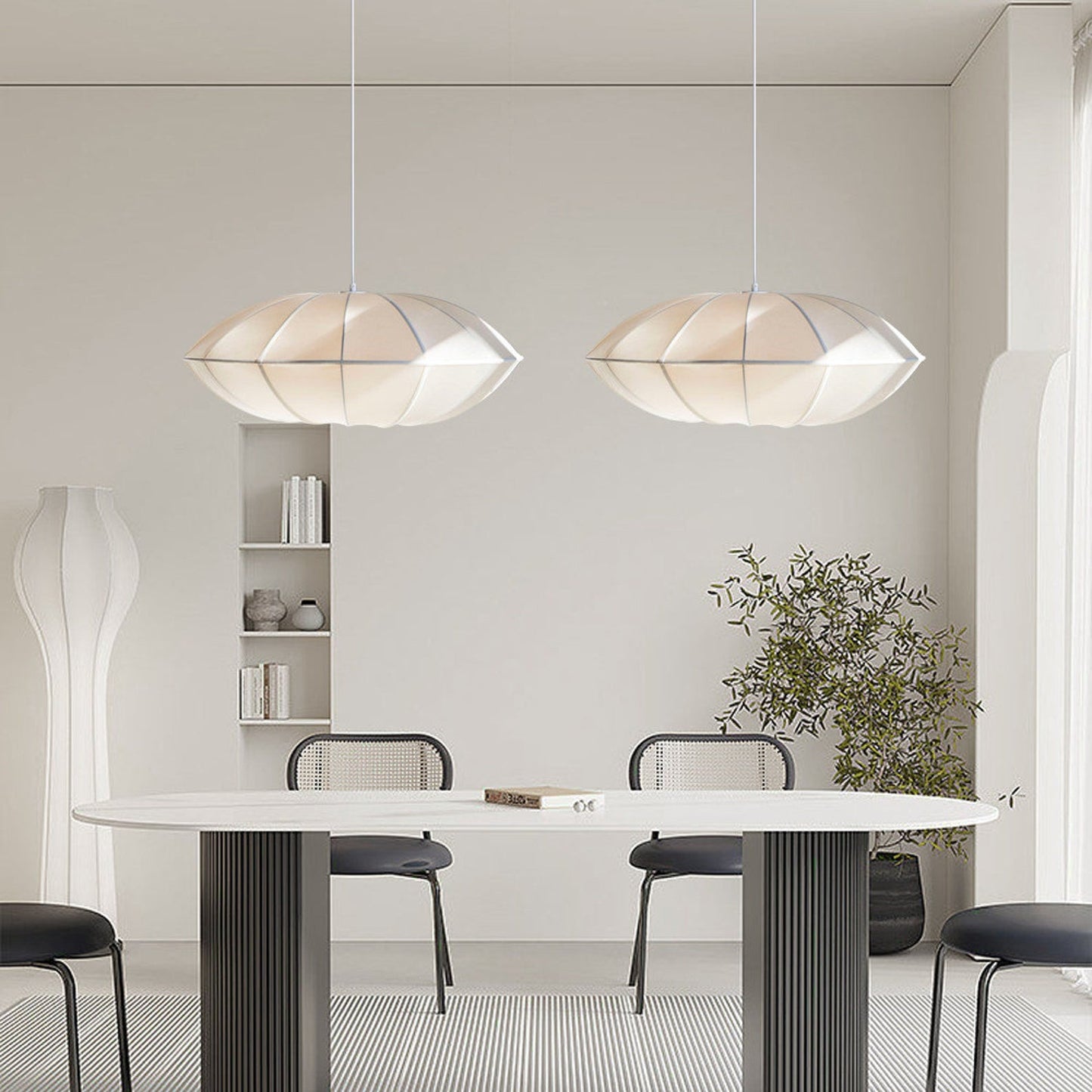 Suspension tissu globe plat design vintage