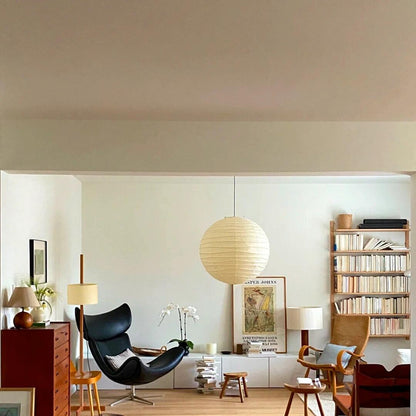 Suspension japonaise Noguchi en papier blanc globe de style moderne