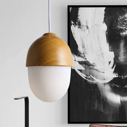Suspension bois globe allongé design scandinave