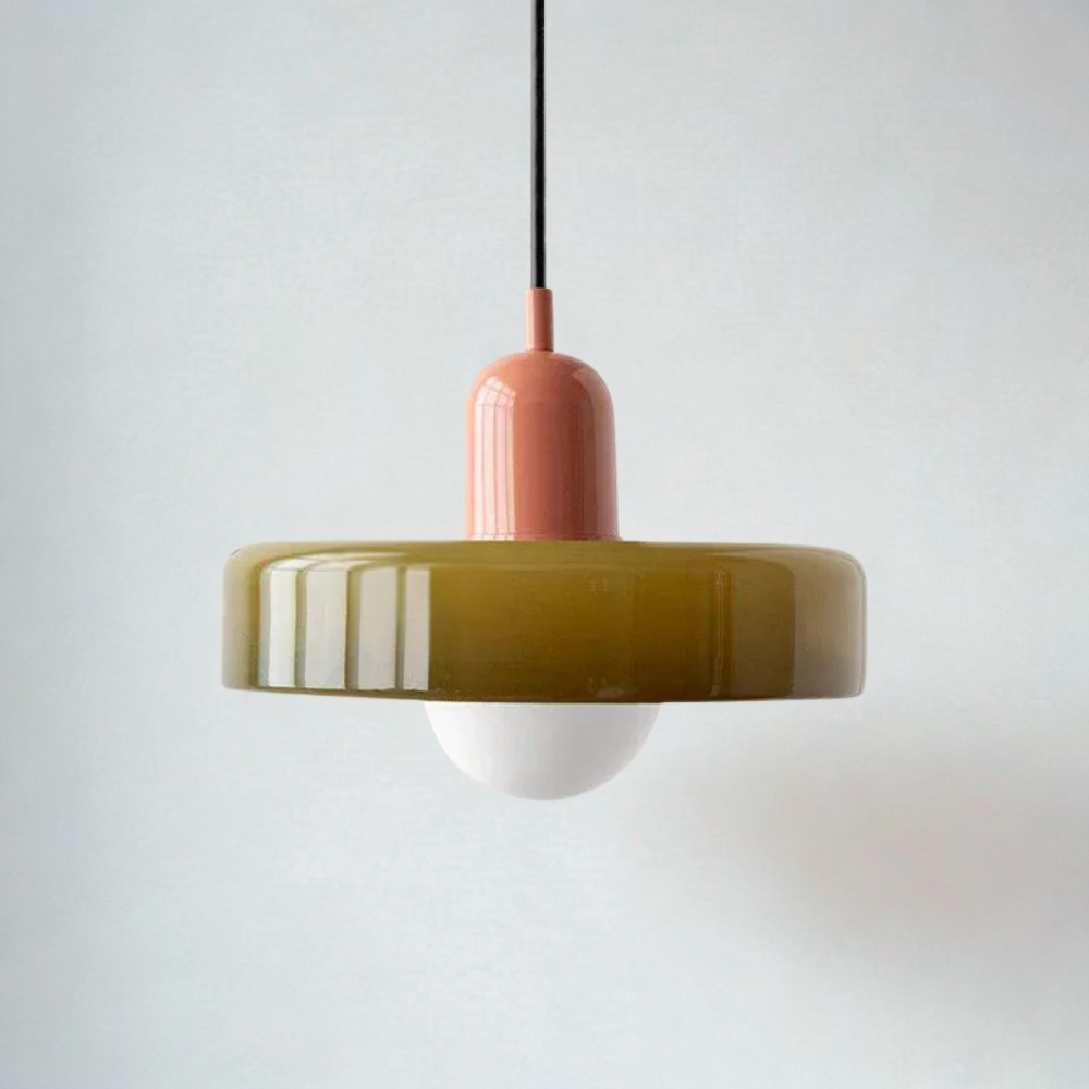Suspension design rétro en verre fumé bicolore 7