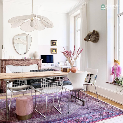 Suspension tissu fleur pétales design vintage bohème