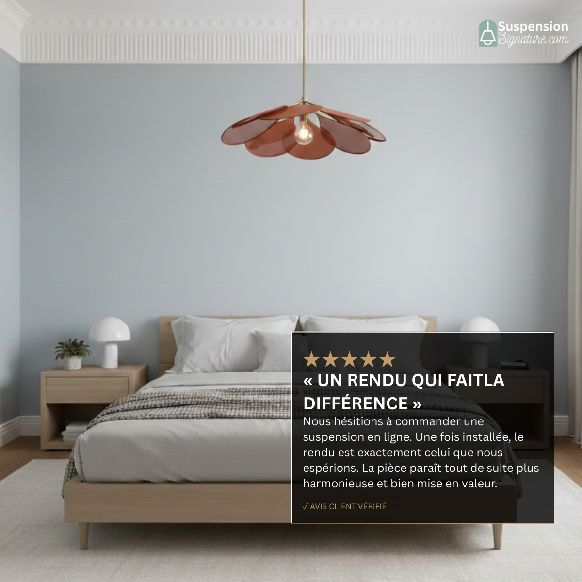 Suspension tissu fleur pétales design vintage bohème