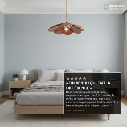 Suspension tissu fleur pétales design vintage bohème