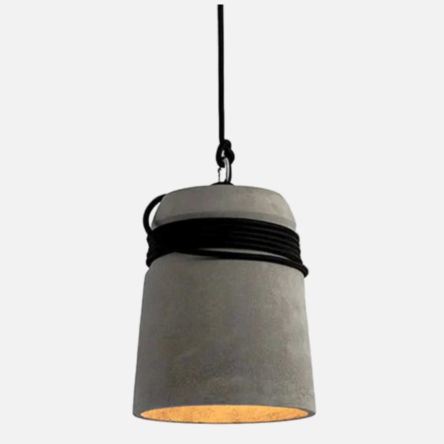 Suspension cloche ciment et corde design scandinave