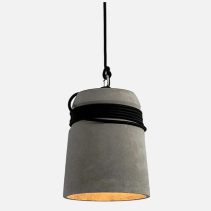 Suspension cloche ciment et corde design scandinave