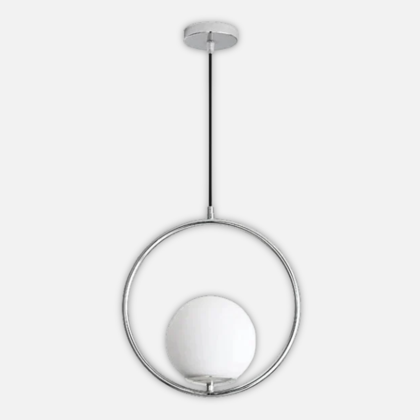 Suspension moderne boule lumineuse anneau en laiton