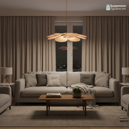 Suspension tissu fleur pétales design vintage bohème