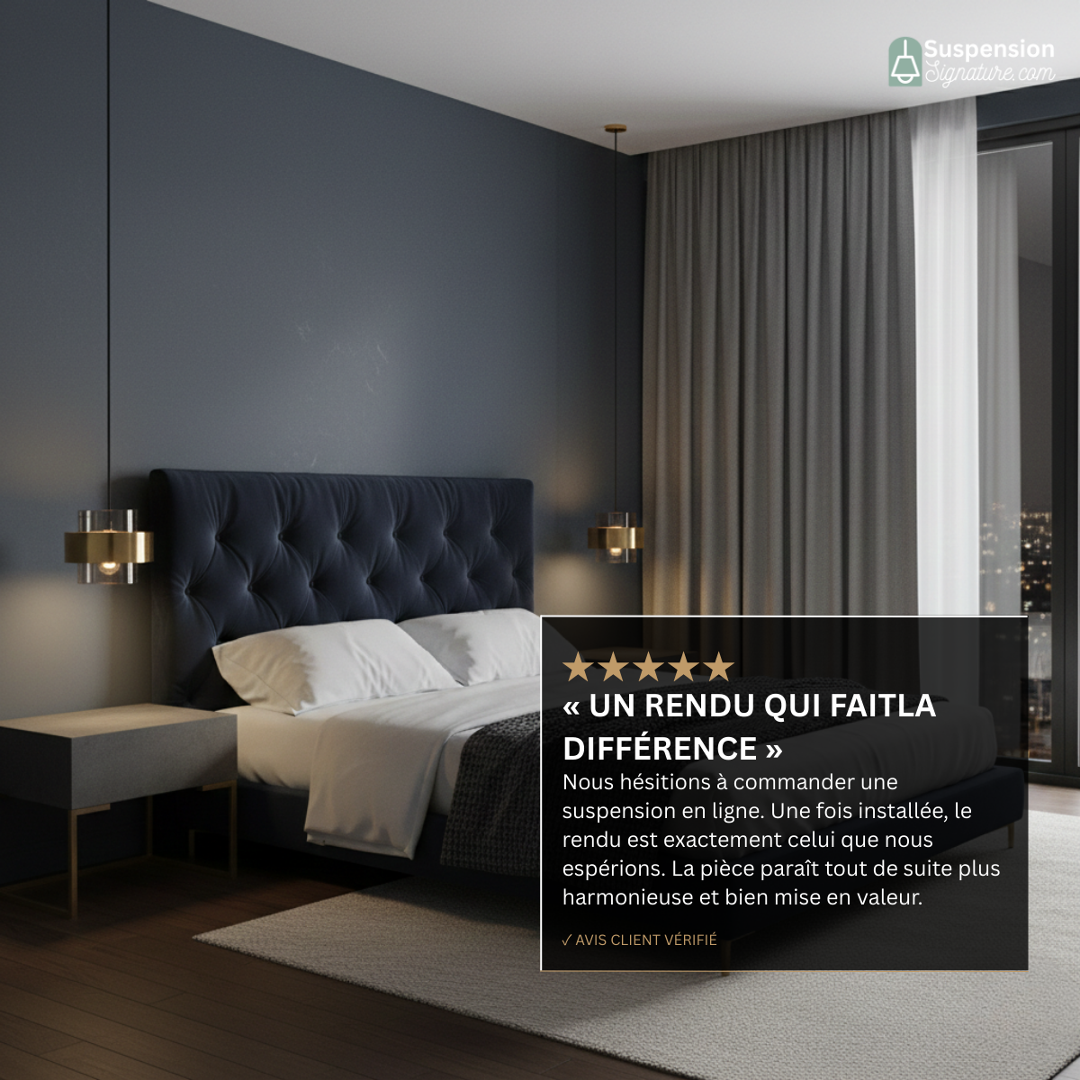 Suspension cylindres verre fumé et laiton design art déco