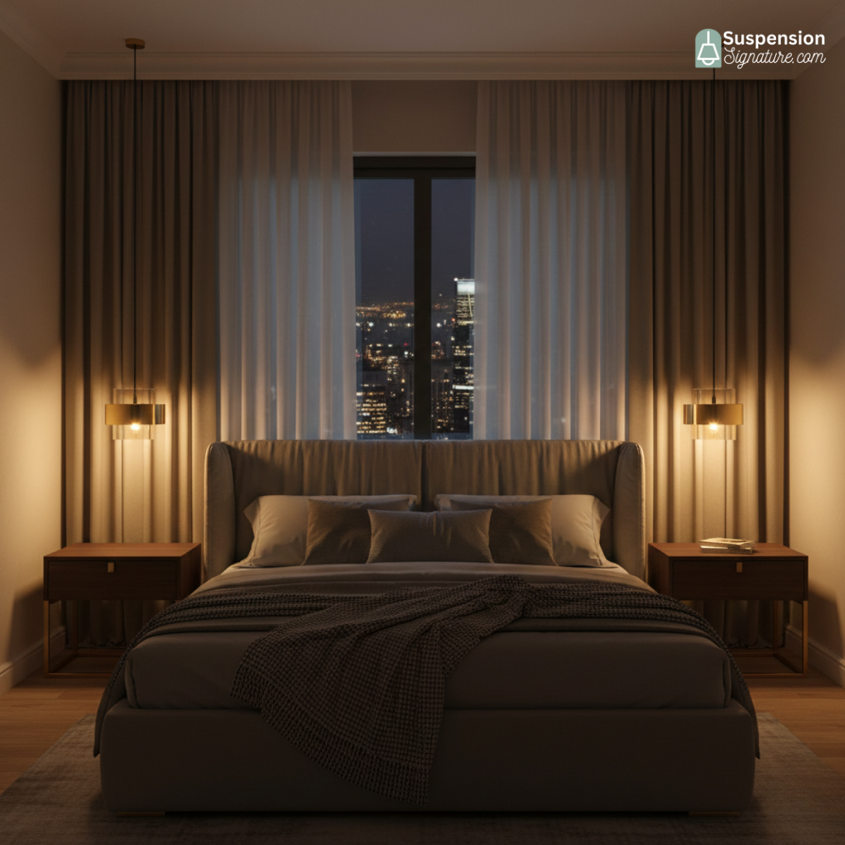 Suspension cylindres verre fumé et laiton design art déco