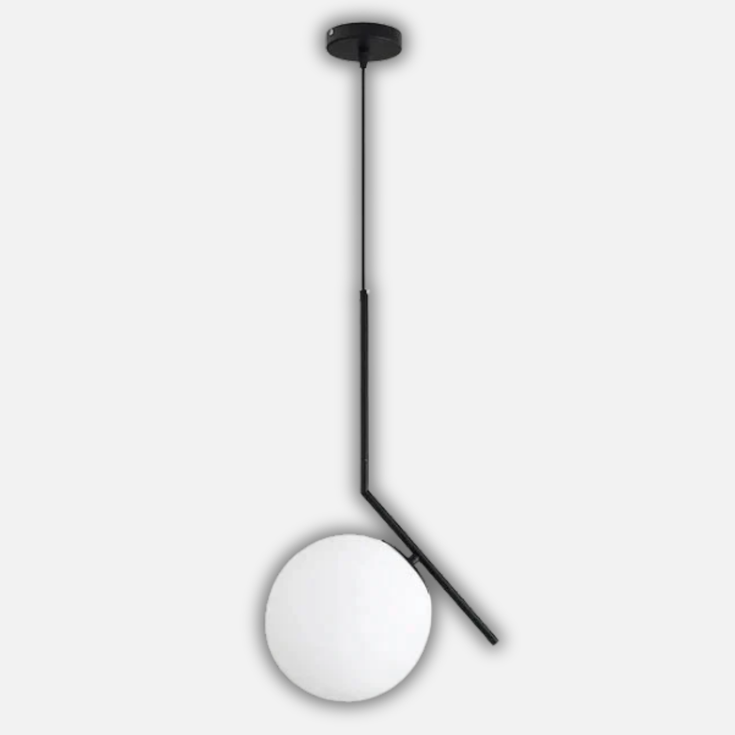 Suspension moderne boule lumineuse tige pliée en laiton