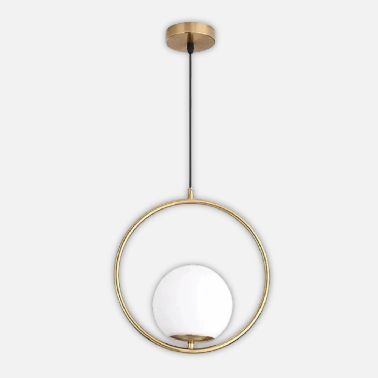 Suspension moderne boule lumineuse anneau en laiton