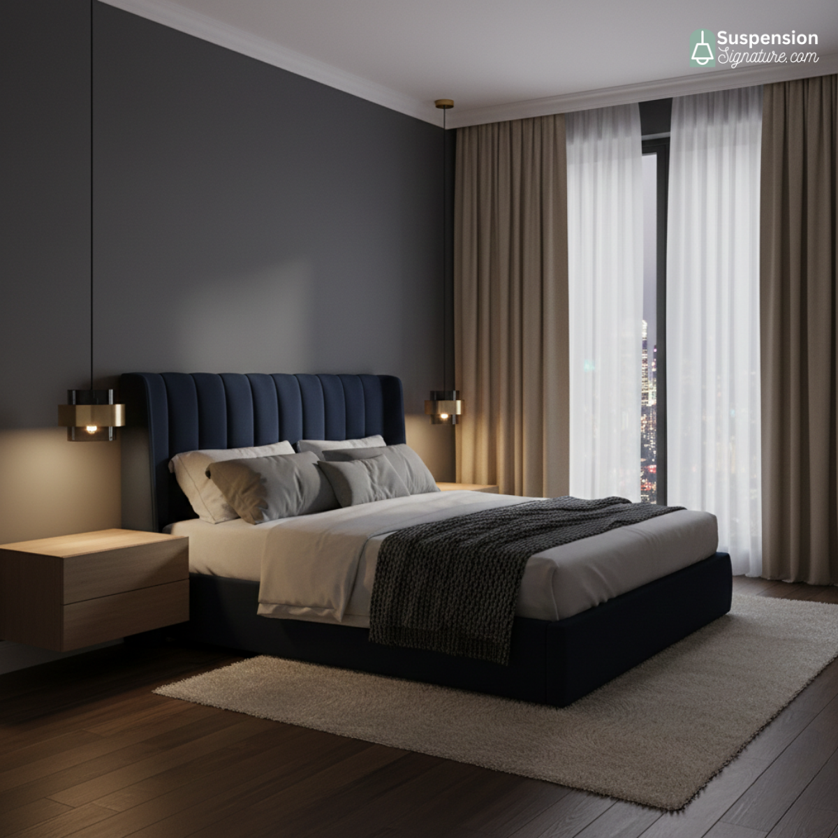 Suspension cylindres verre fumé et laiton design art déco