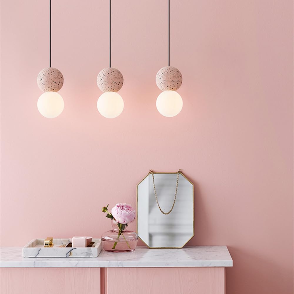 Suspension en verre double globe terrazzo design scandinave