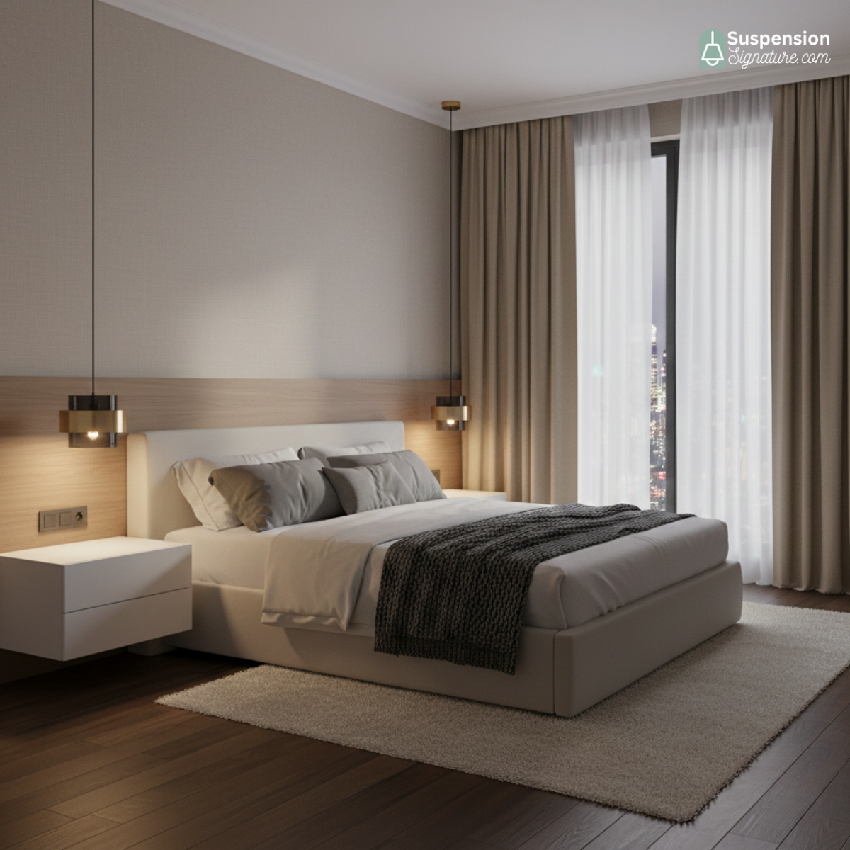 Suspension cylindres verre fumé et laiton design art déco