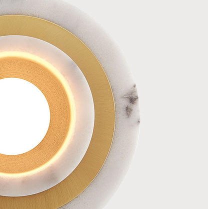 Suspension cylindrique marbre et cuivre doré design art déco