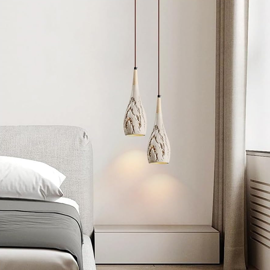 Suspension allongée rainurée terre cuite scandinave