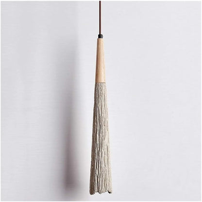 Suspension ciment rainurée allongée bois bohème