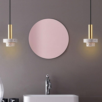 Suspension cylindrique marbre et cuivre doré design art déco