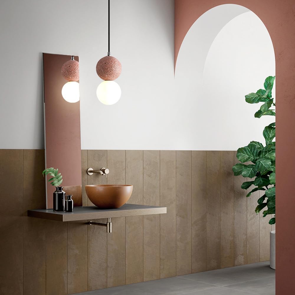 Suspension en verre double globe terrazzo design scandinave