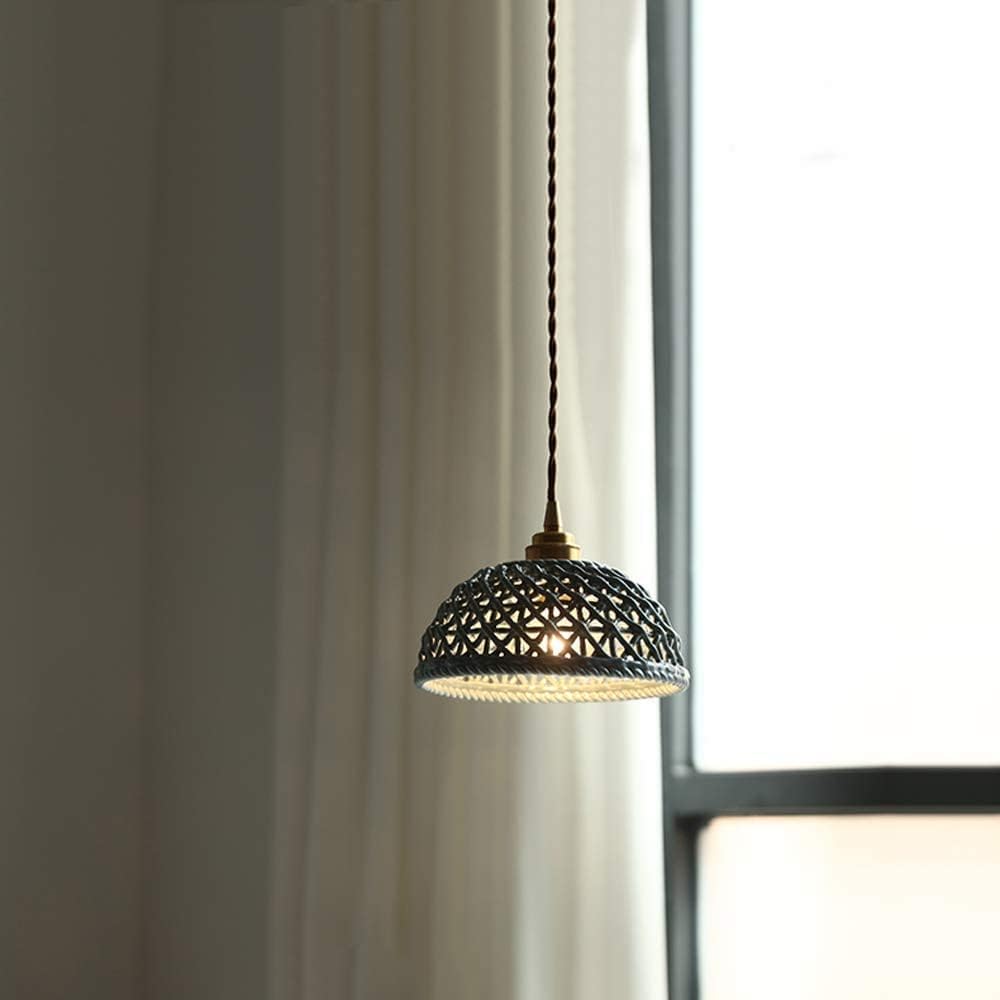 Suspension céramique effet cannage forme demi globe